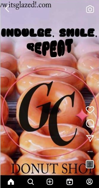 Glazed Craze Instagram story — GC monogram over glazed donuts