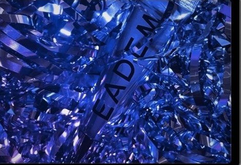 EADEM product in violet shredded foil — deep blue mood